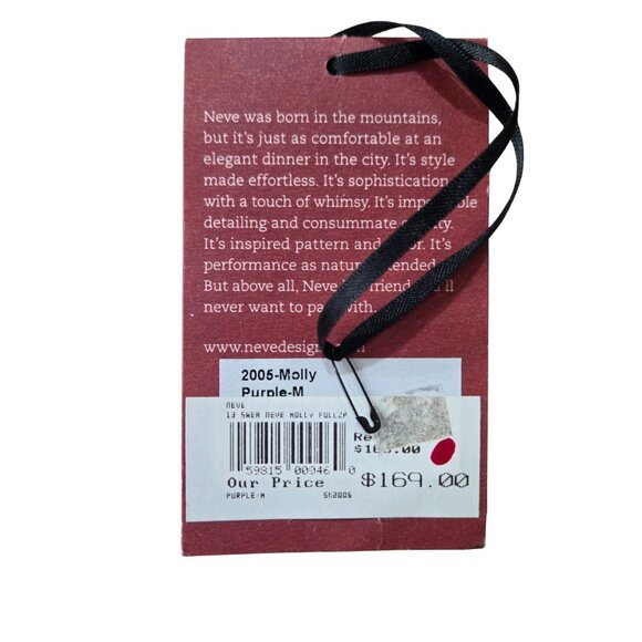 Neve Women Full Zip Mock Neck Poly Wool Cardigan Sweater Purple Black Medium - Picture 5 of 5